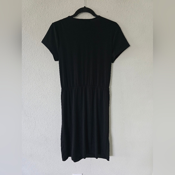 Banana Republic Dress Women Sz M Deep Plunge Black Fit And Flare Midi Witchy - Picture 8 of 9